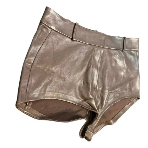 Lamarque Annaise Hot Shorts Lamb Leather High Waisted Sexy Edgy Classy Brown S